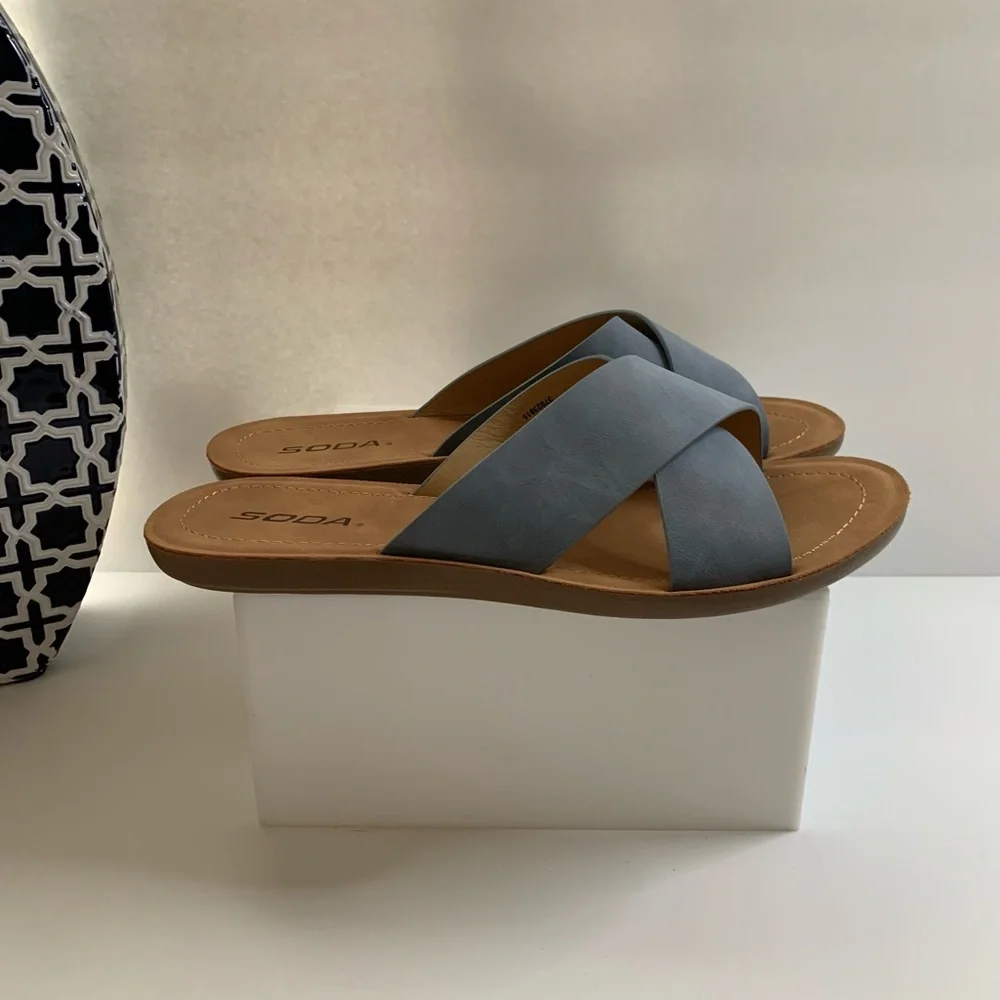 Soda Crossover Strapy Sandals 8.5,10 Blue color NWOT - Picture 8 of 9